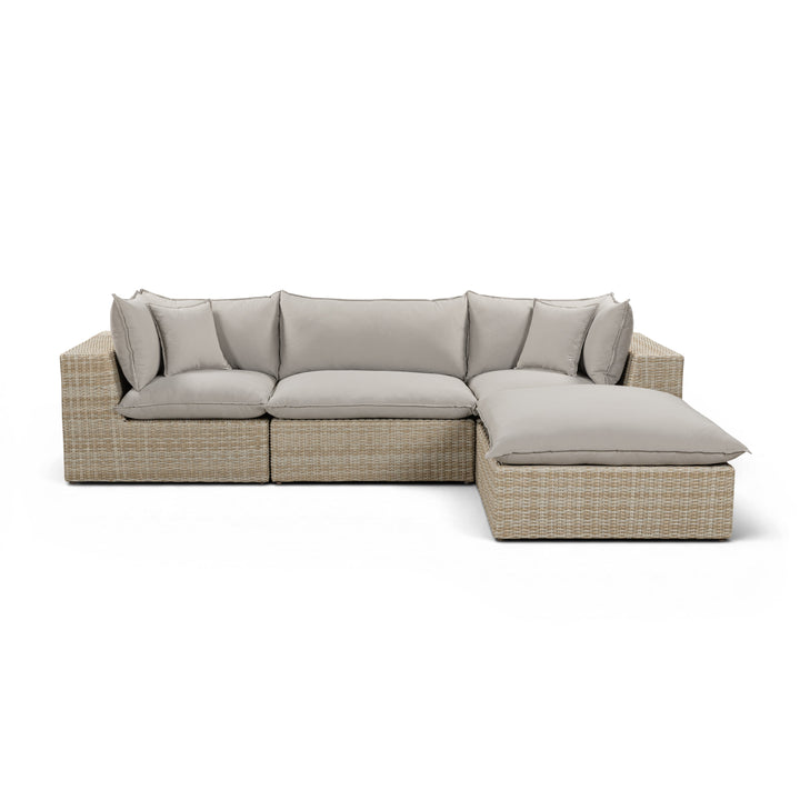 Cali 4-Piece Performance Fabric &amp; Wicker Outdoor Sectional