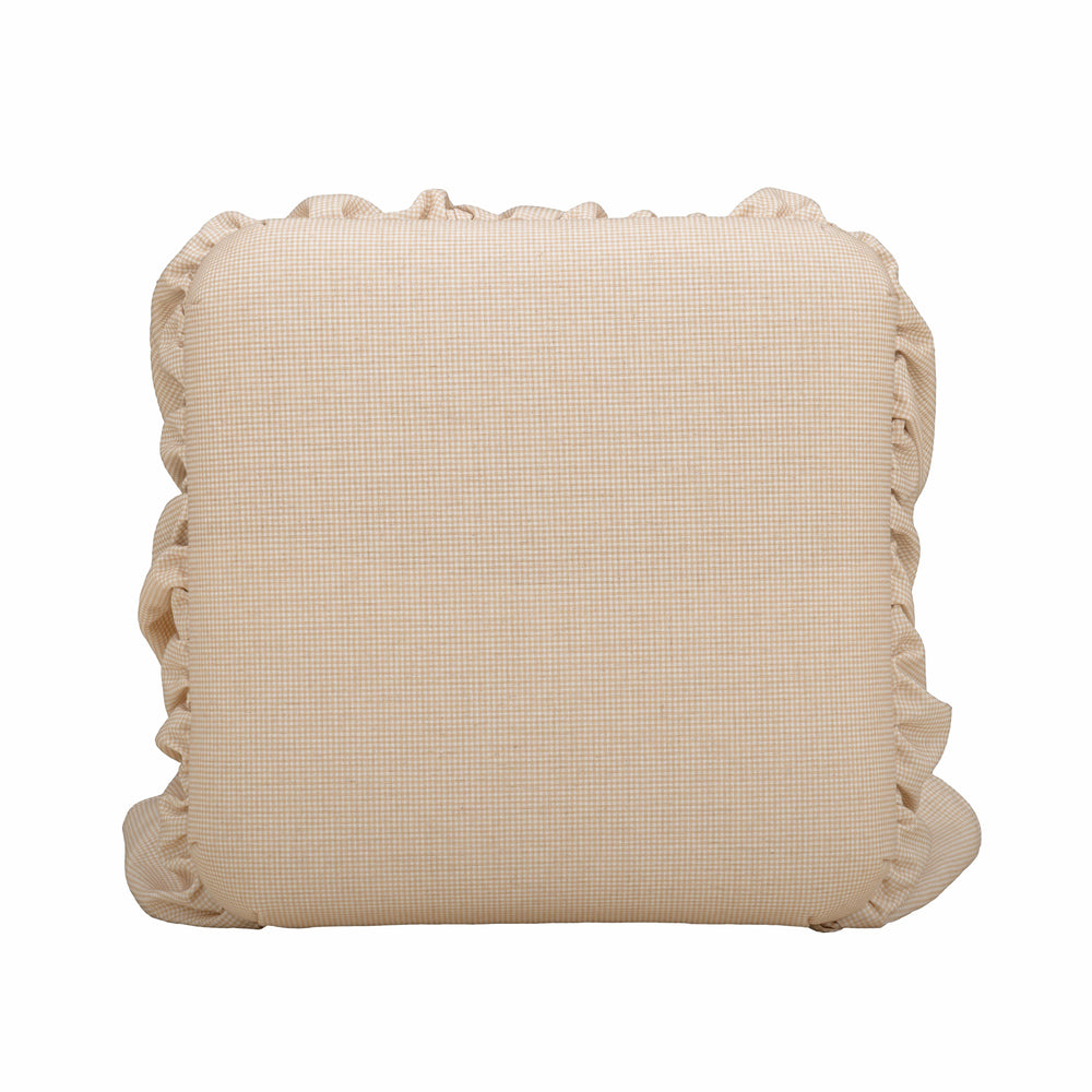 Gertrude Yellow Gingham Performance Linen Skirted Ottoman