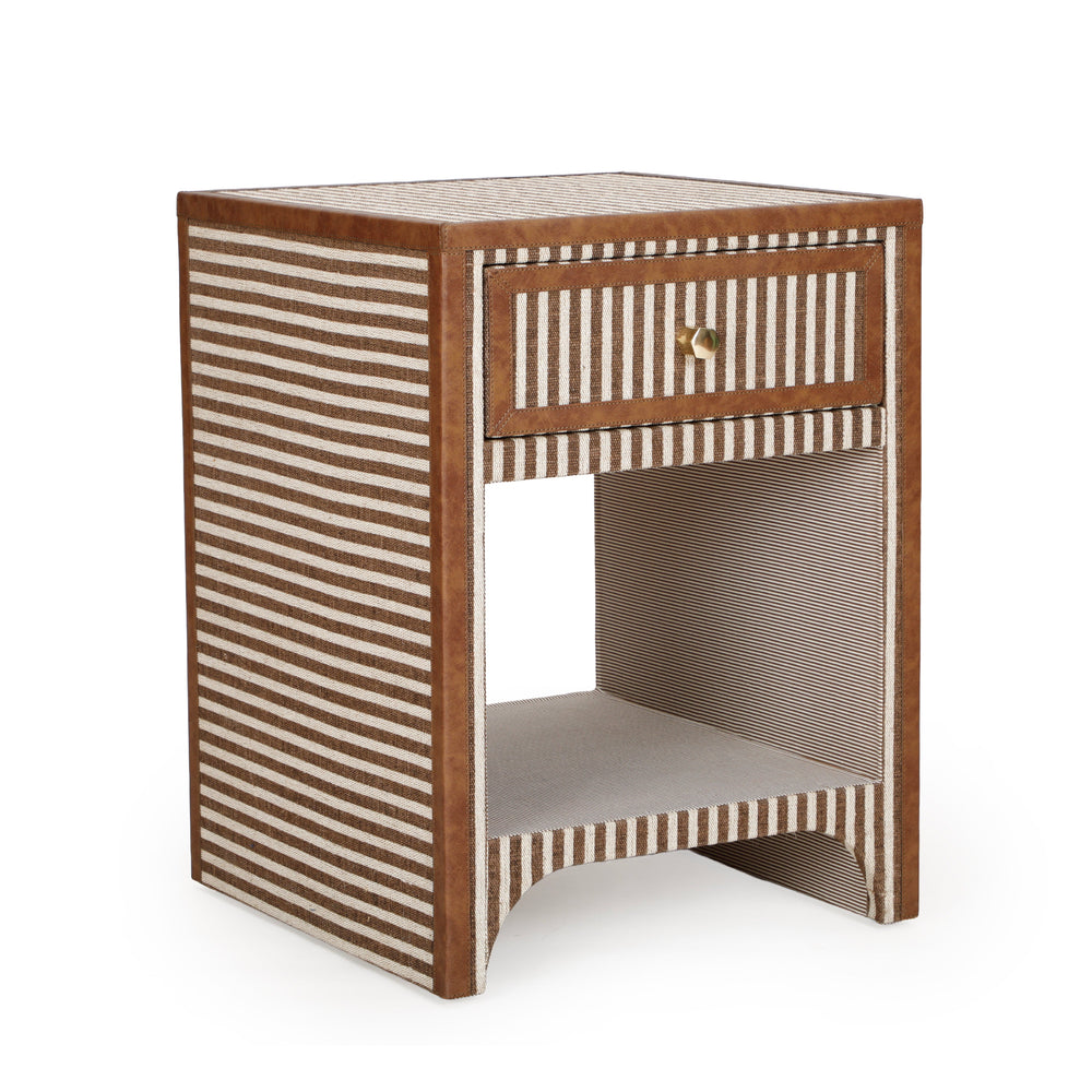 Kora 18" Brown Cotton Jute 1-Drawer Contract-Grade Nightstand