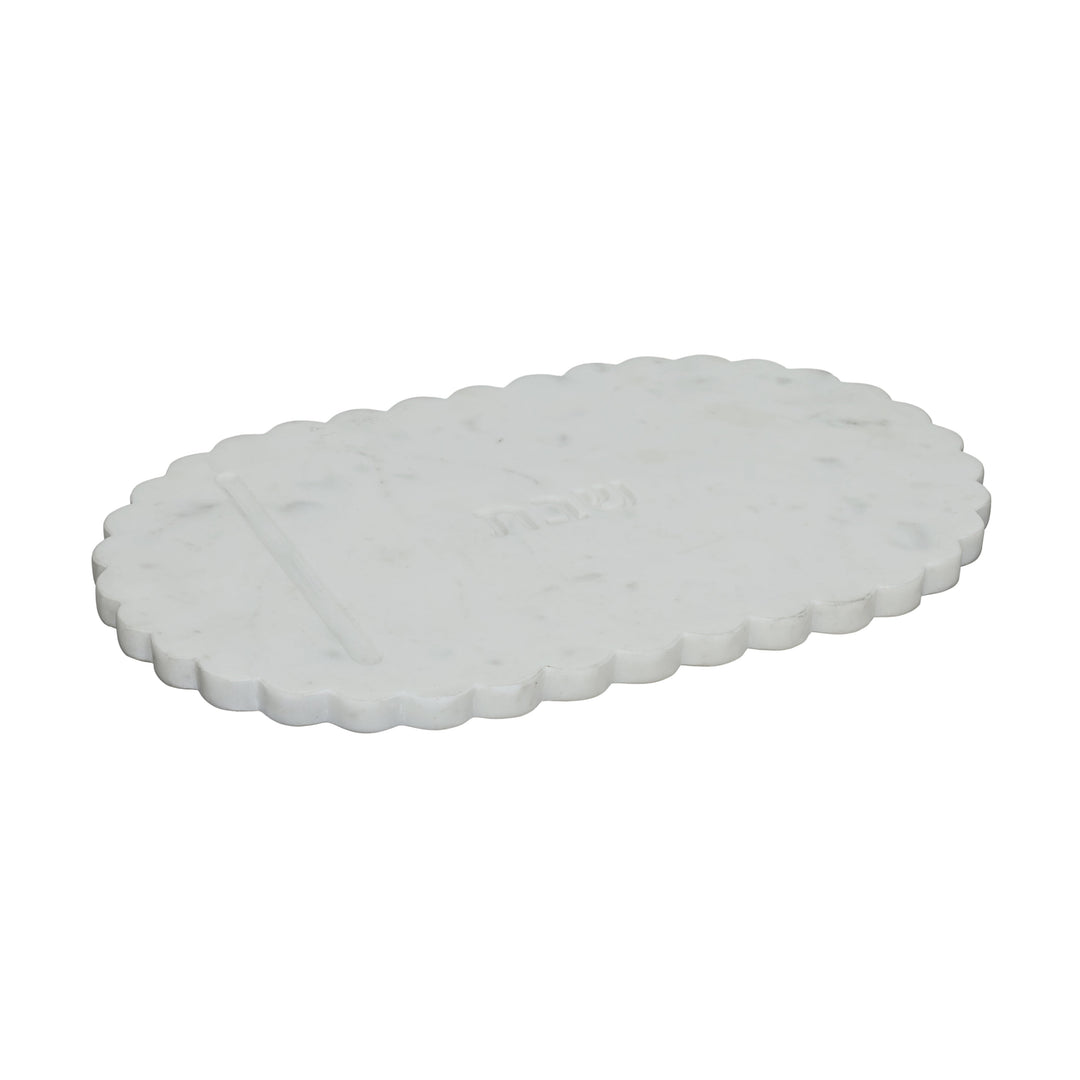 Shabbat White Marble Serving Board