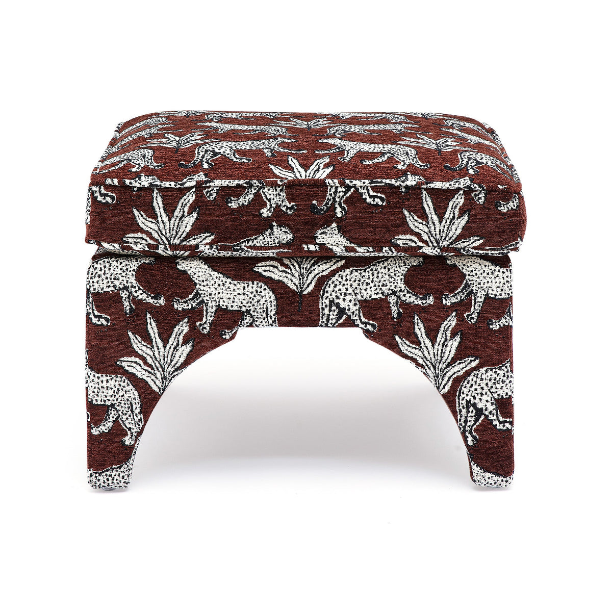 Raji Leopard Performance Jacquard Ottoman