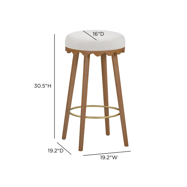 Oodle Cream Performance Vegan Mohair Bar Stool - Light Walnut