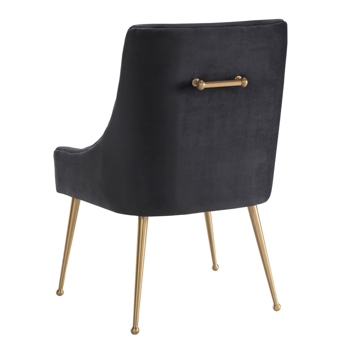 Beatrix Grey Performance Velvet Dining Chair - Gold Legs