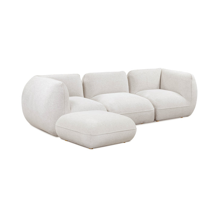 Arezza 4-Piece Stone White Contract-Grade Basketweave Chenille Modular Sectional