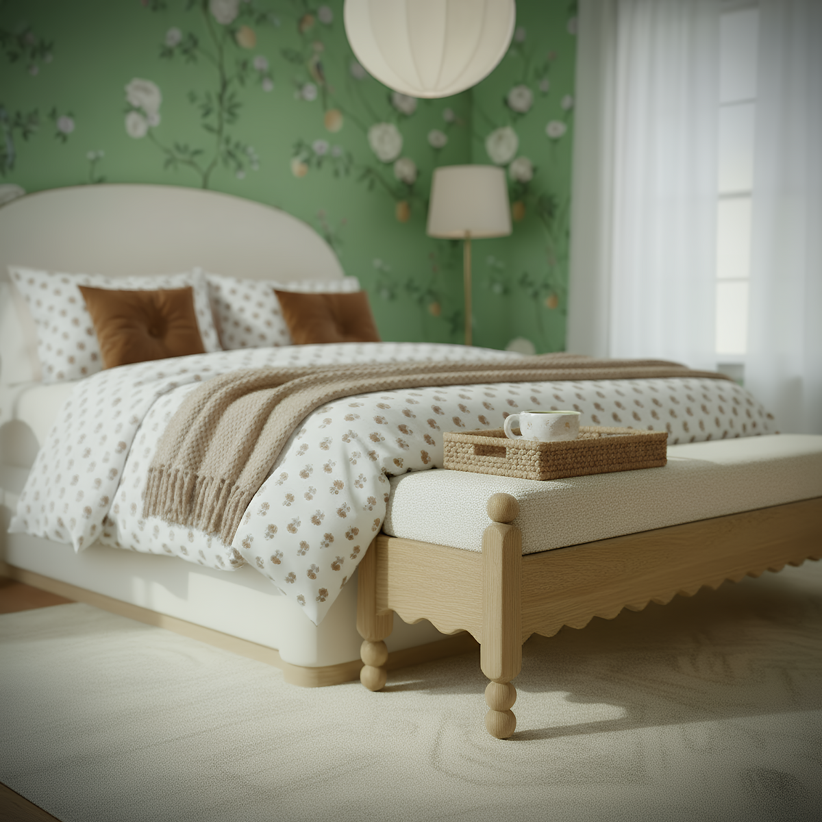 Thelma 56" Cream Performance Basketweave Bench