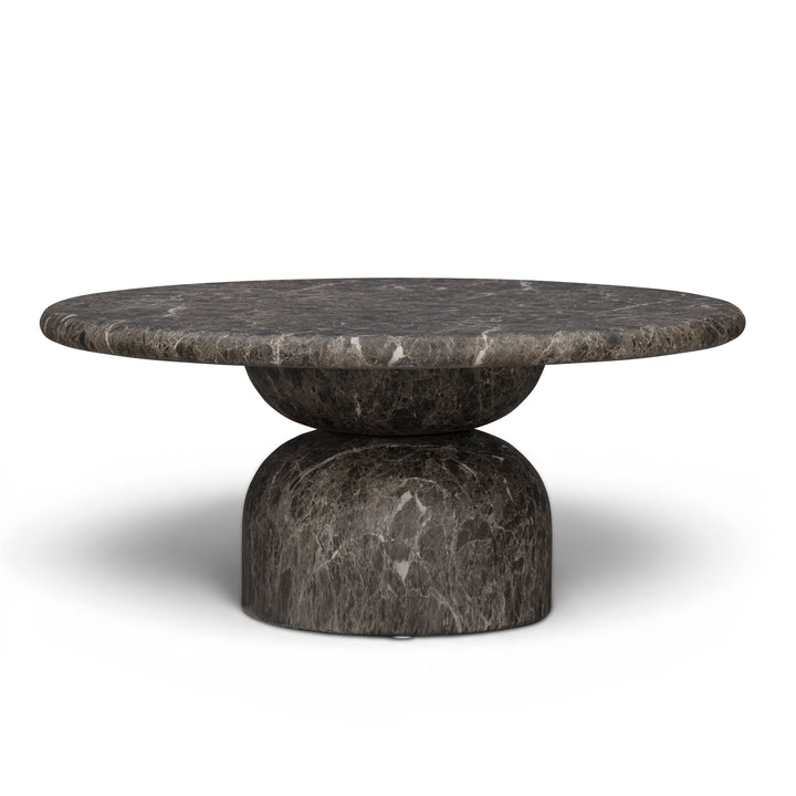Cynthia 36" Dark Emperador Marble Concrete Indoor/Outdoor Coffee Table