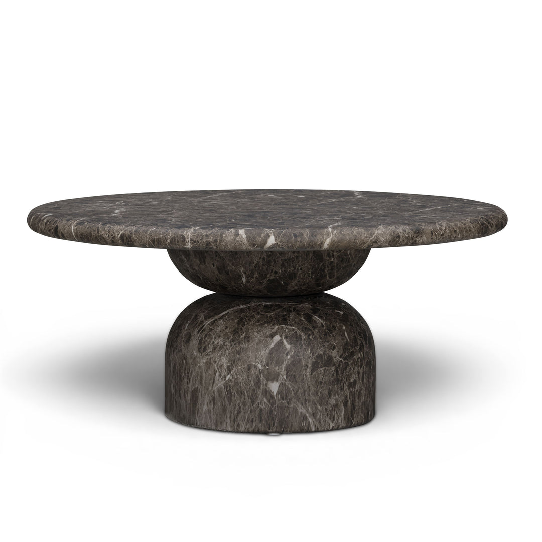 Cynthia 36" Dark Emperador Marble Concrete Indoor/Outdoor Coffee Table