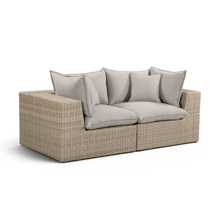 Cali 80" Performance Fabric &amp; Wicker Outdoor Loveseat