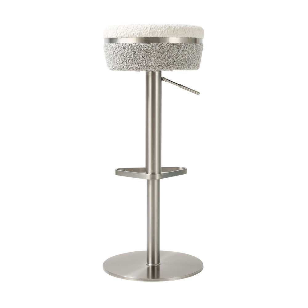 Astro Grey &amp; White Performance Boucle Adjustable Stool