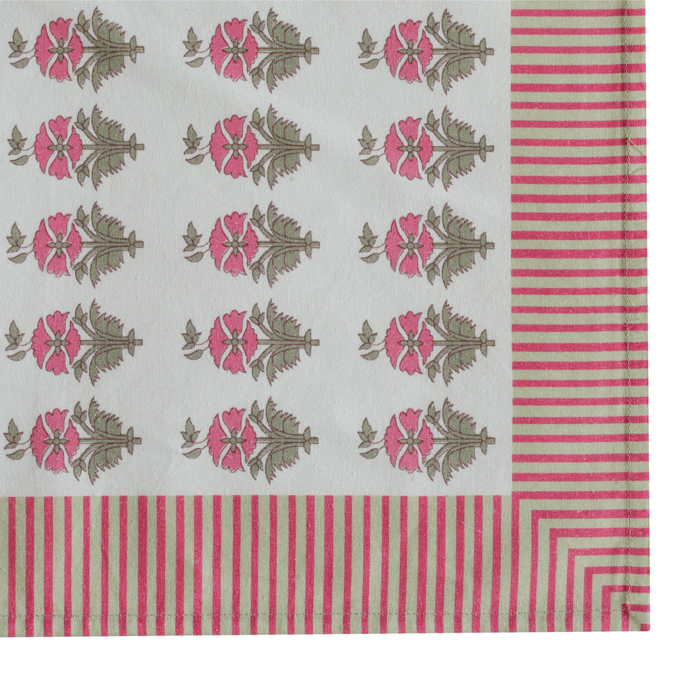 Crissy Pink Vintage Floral Cotton Canvas Printed Napkins - Set of 4
