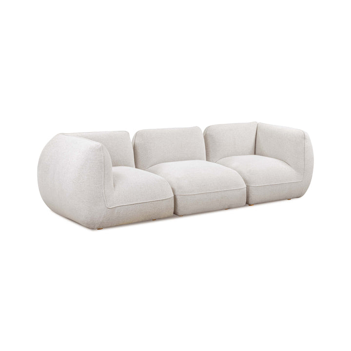 Arezza 115" Stone White Contract-Grade Basketweave Chenille Modular Sofa