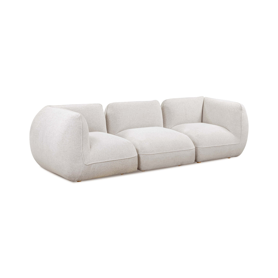 Arezza 115" Stone White Contract-Grade Basketweave Chenille Modular Sofa