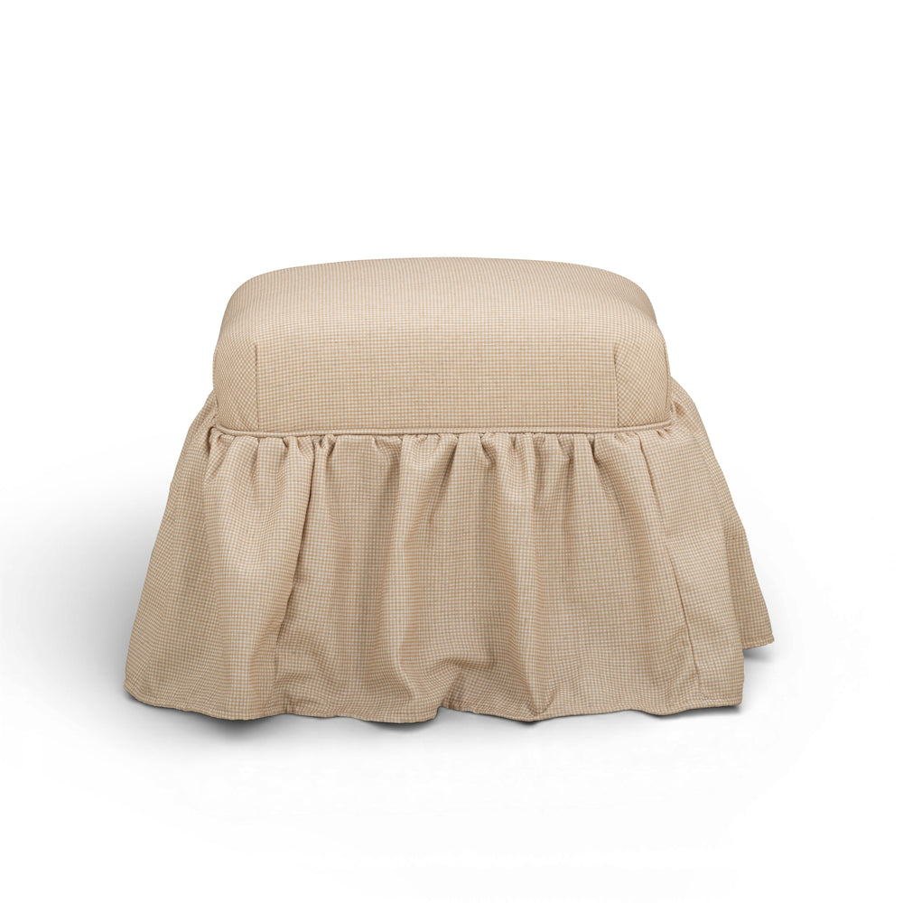 Gertrude Yellow Gingham Performance Linen Skirted Ottoman