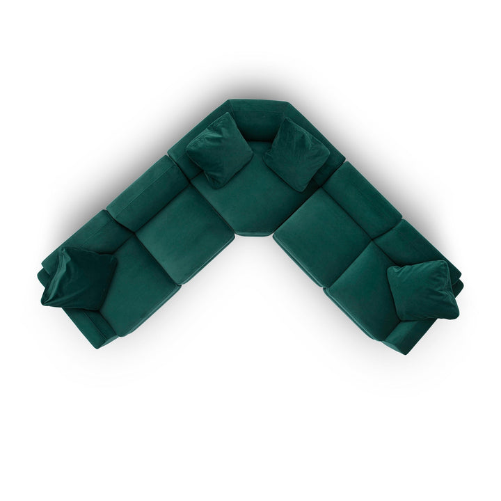 Perry 5-Piece Modular L-Sectional - Deep Green