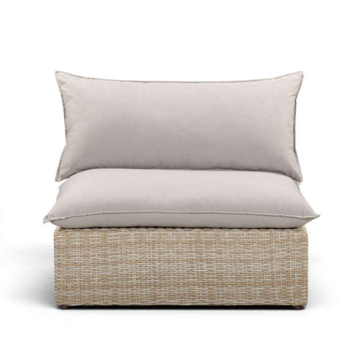 Cali Performance Fabric &amp; Wicker Outdoor Armless Chair