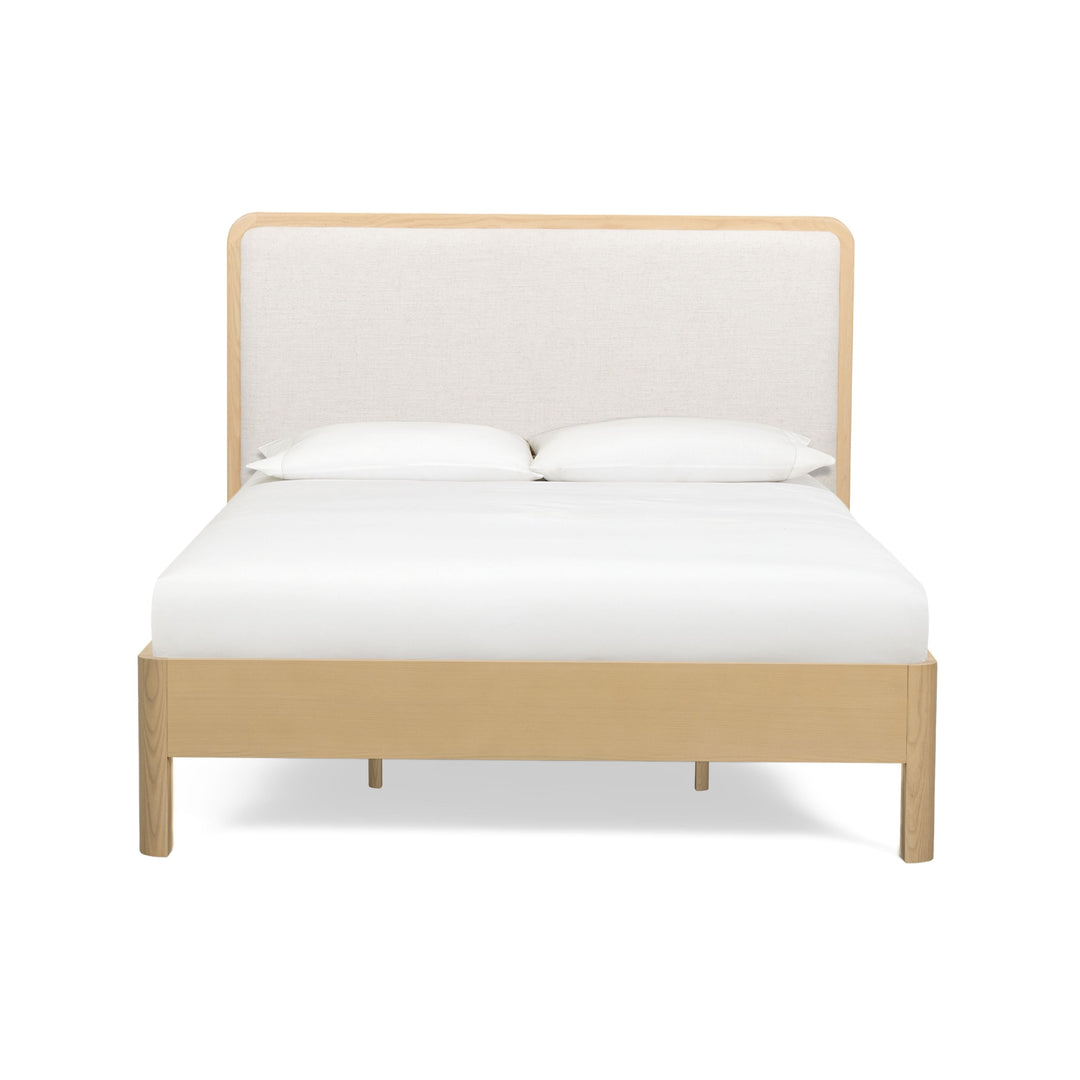 Rafaelle Natural Solid Ash and Cream Upholstered Bed - Queen