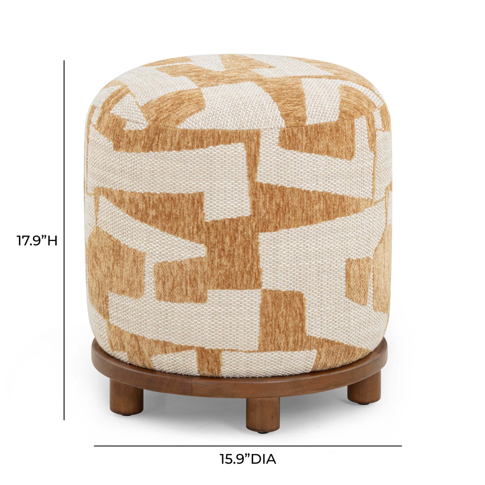 Bisou Performance Jacquard Ottoman - Curry