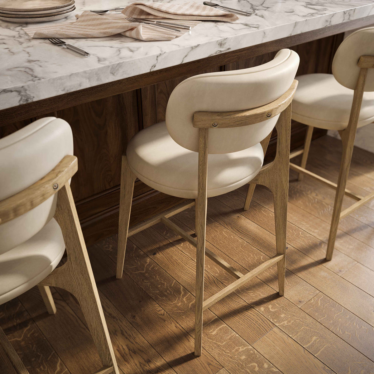 Carnation Cream Performance Vegan Leather Counter Stool