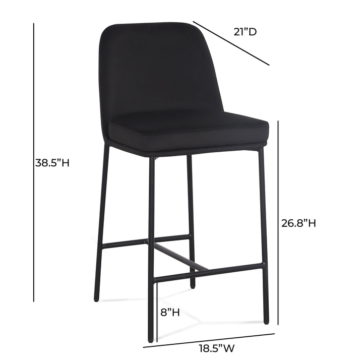 Sydney Black Performance Velvet Counter Stool - Set of 2