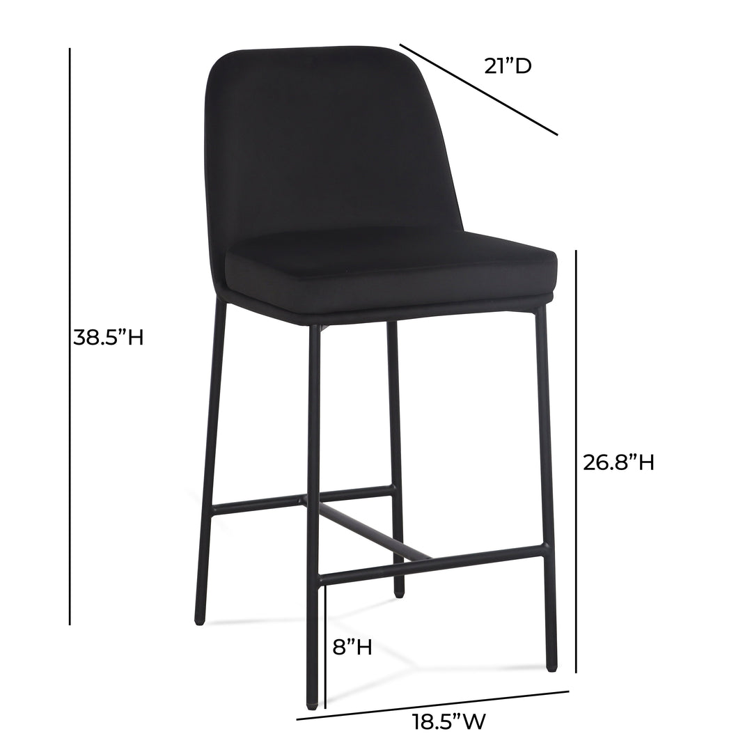 Sydney Black Performance Velvet Counter Stool - Set of 2