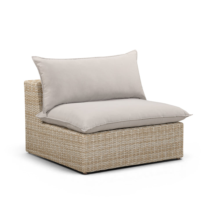 Cali Performance Fabric &amp; Wicker Outdoor Armless Chair