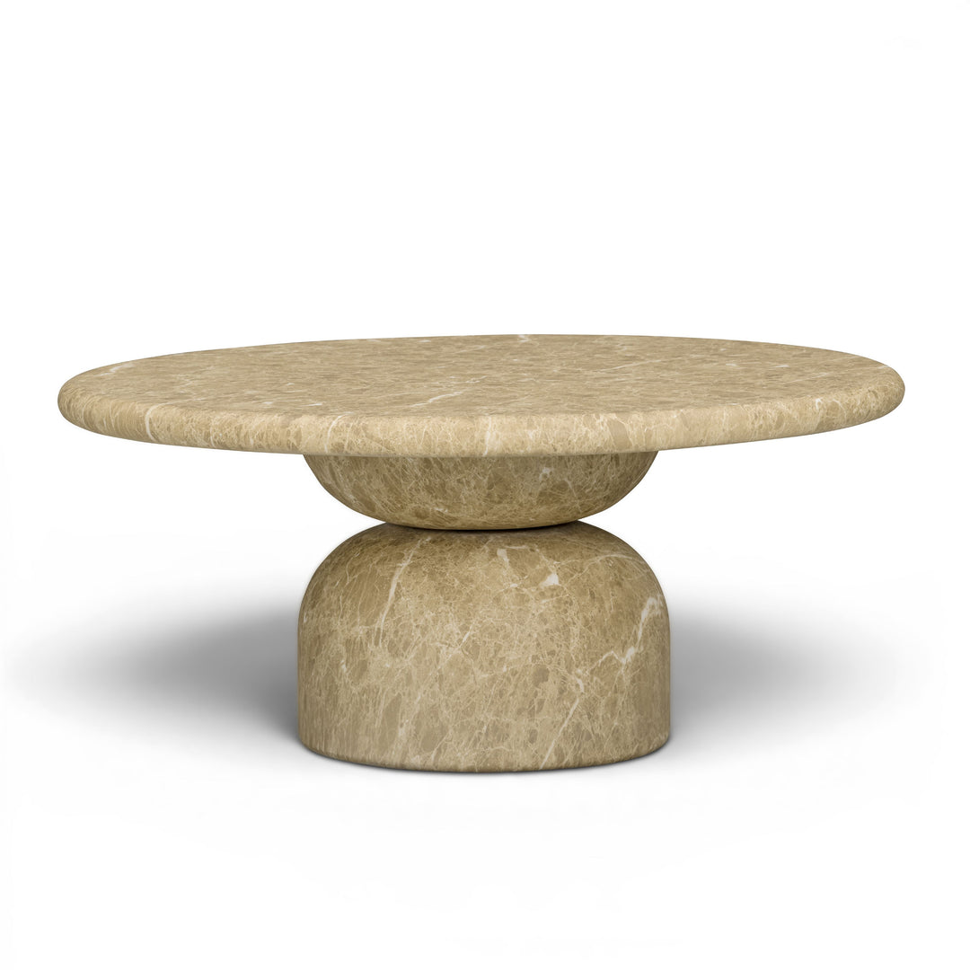 Cynthia 36" Light Emperador Marble Concrete Indoor/Outdoor Coffee Table