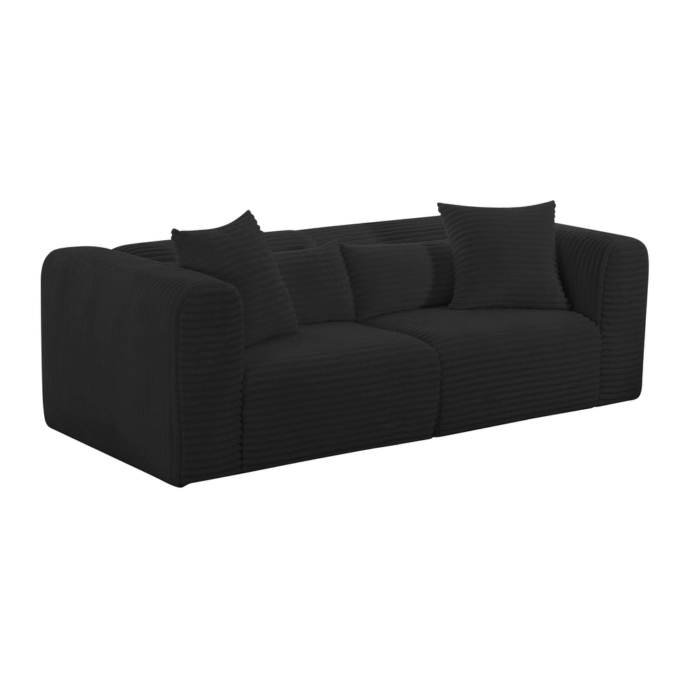 Tarra 86" Black Performance Corduroy Modular Loveseat