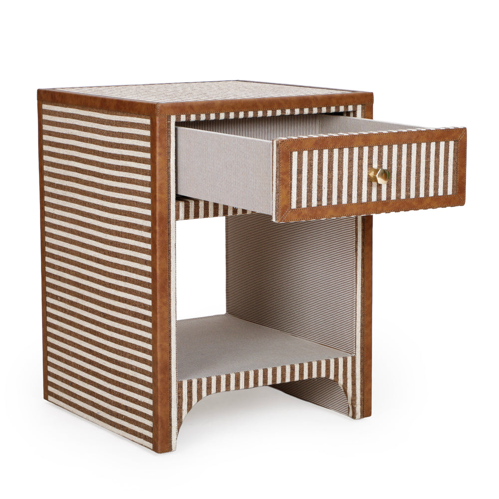 Kora 18" Brown Cotton Jute 1-Drawer Contract-Grade Nightstand
