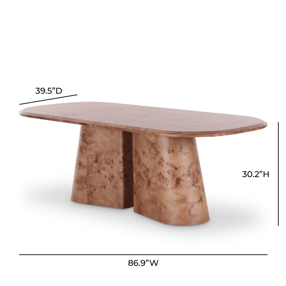 Gladyss 87" Burl Oval Dining Table