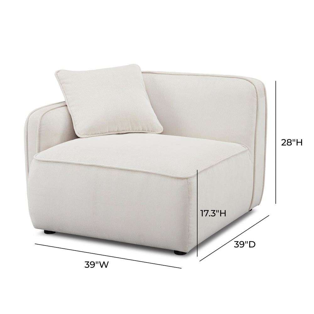 Travie Modular Corner Armchair - White Sand / LAF