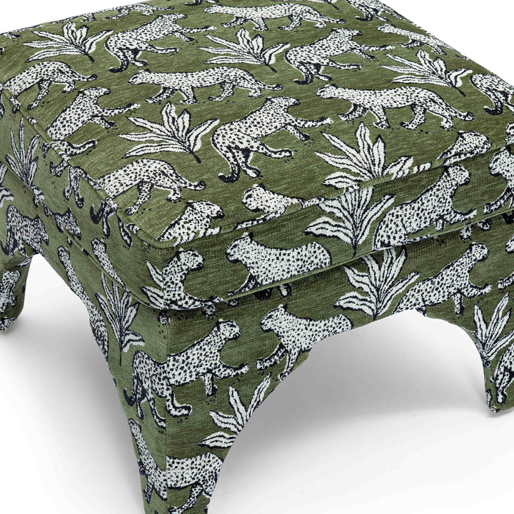 Raji Leopard Performance Jacquard Ottoman