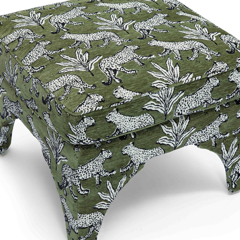 Raji Leopard Performance Jacquard Ottoman