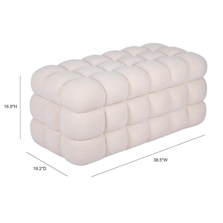 Anita 39" Faux Shearling Storage Bench With Reversible Tray Top - Cream