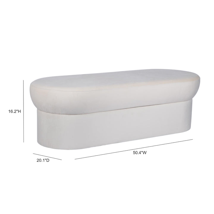 Andrea Performance Velvet Storage Bench (31"-50") - Cream / 50"