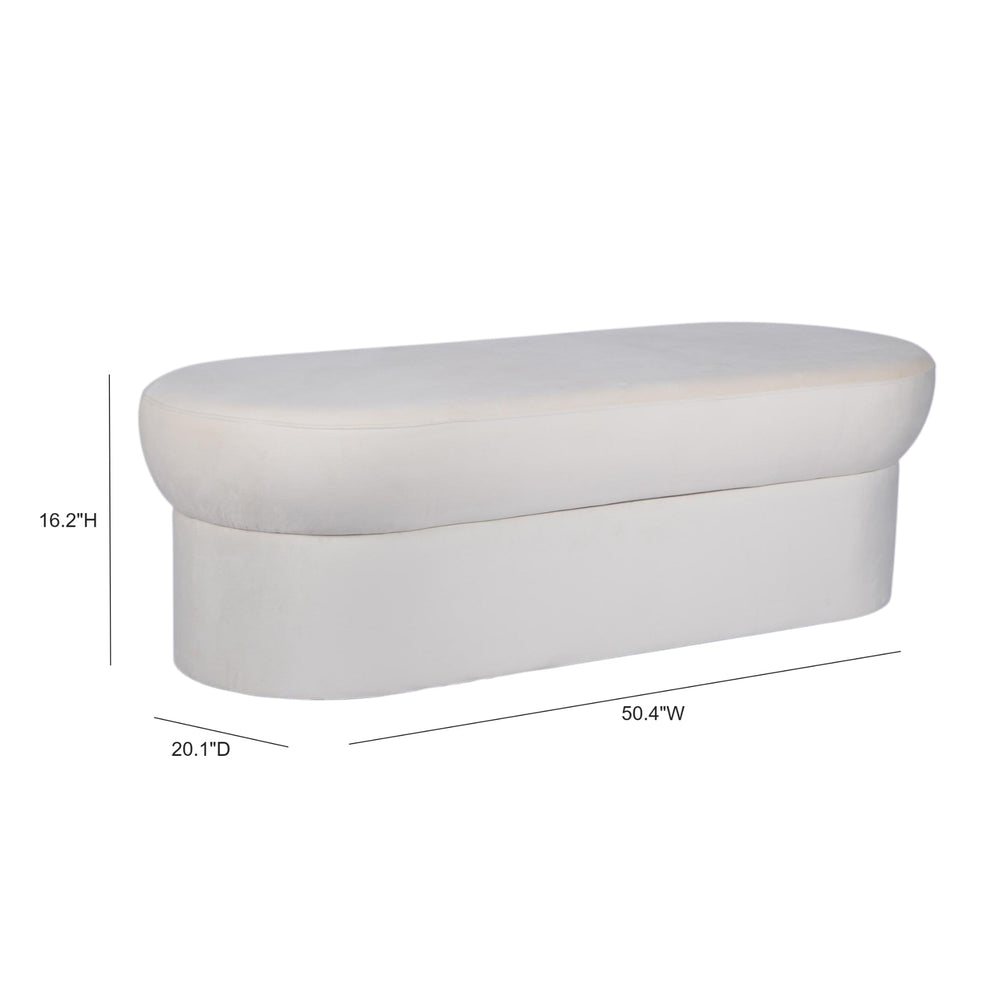 Andrea Performance Velvet Storage Bench (31"-50") - Cream / 50"