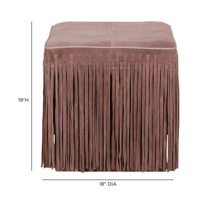 Daphne Square Suede Fringe Ottoman