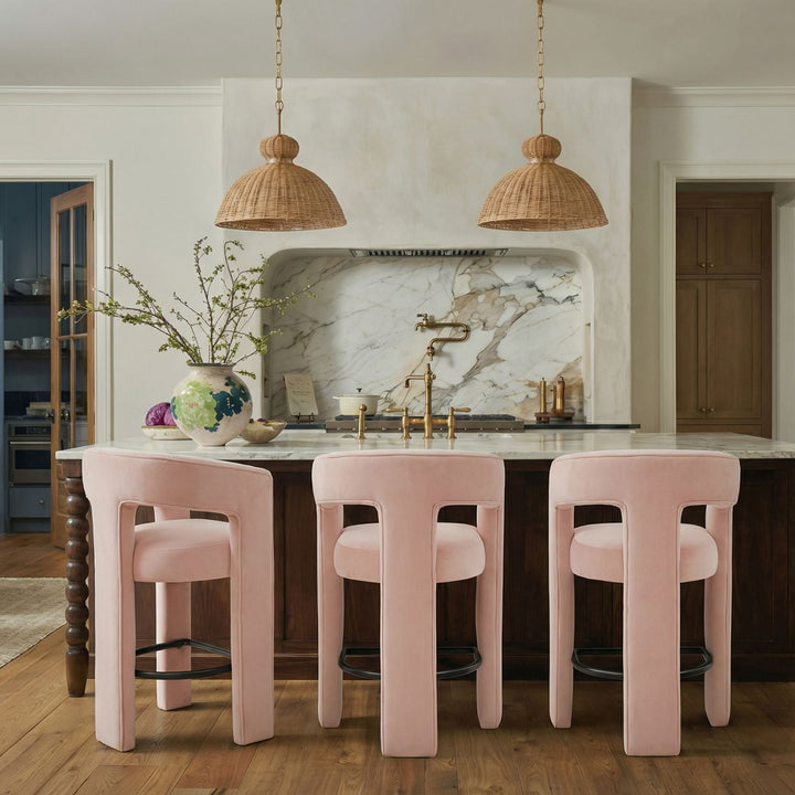 Malone Performance Chenille Stool - Blush / Bar Height