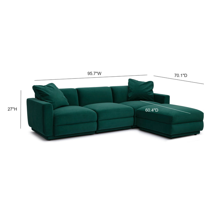Perry 4-Piece Modular Sectional - Deep Green