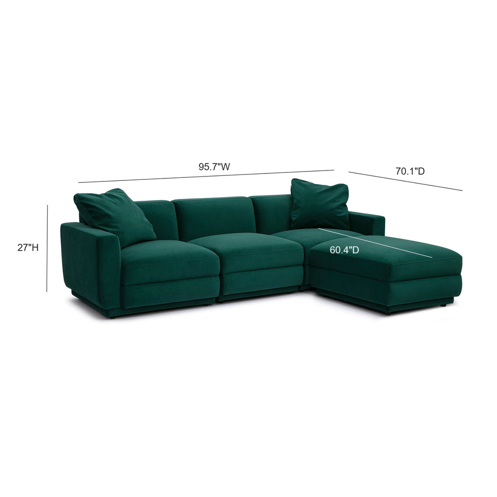 Perry 4-Piece Modular Sectional - Deep Green