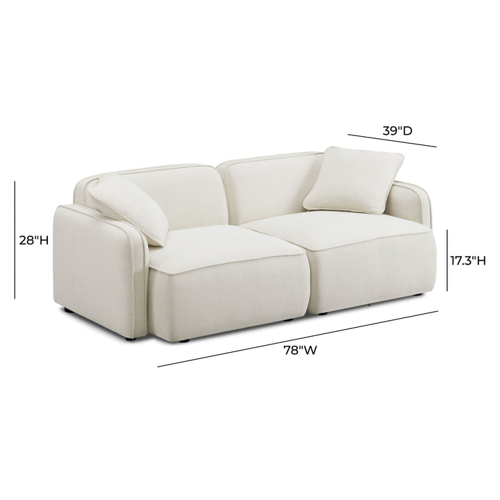 Travie 78" Sand Upcycled Performance Linen Modular Loveseat