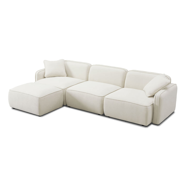 Travie 4-Piece Sand Upcycled Performance Linen Modular Sectional