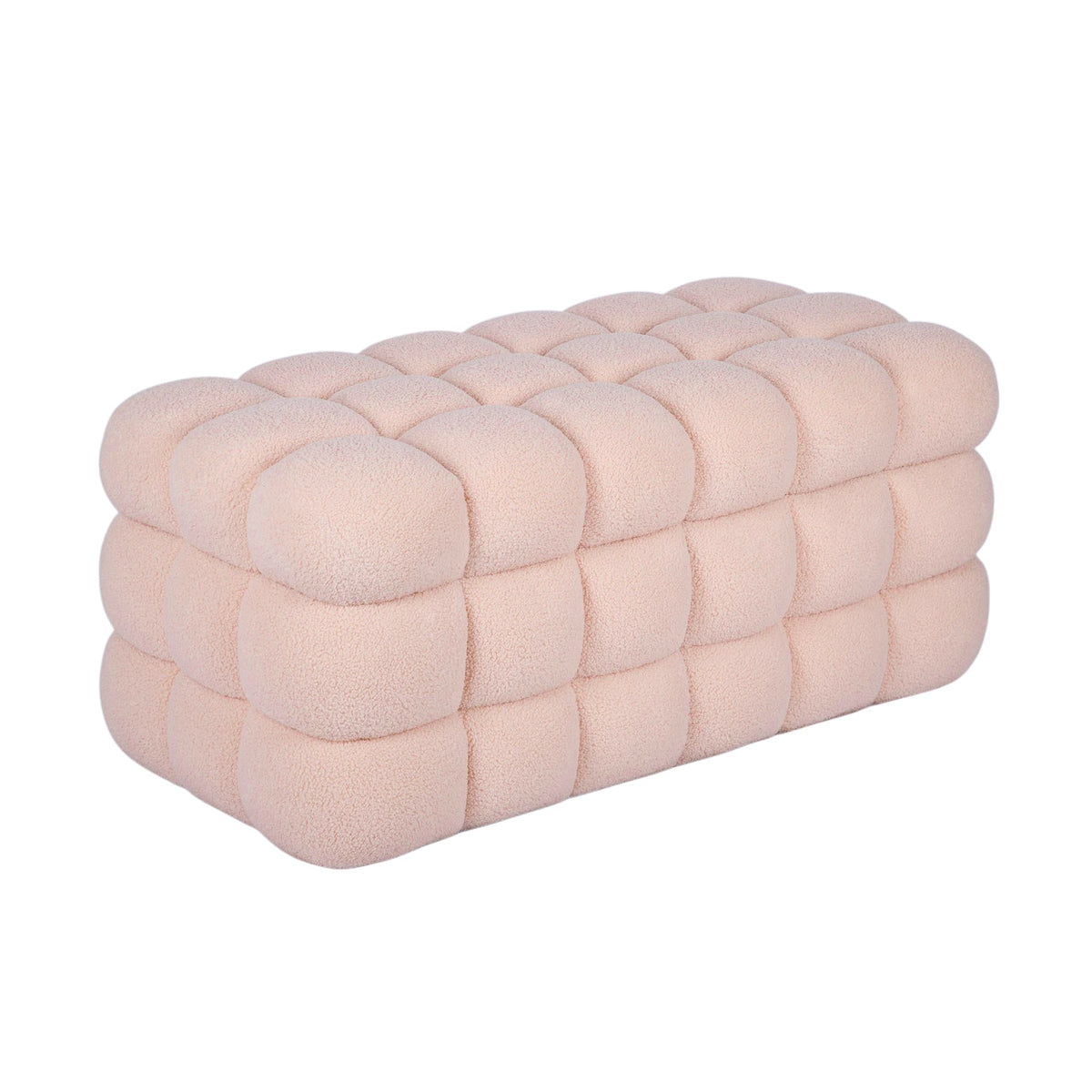 Anita 39" Faux Shearling Storage Bench With Reversible Tray Top - Pink