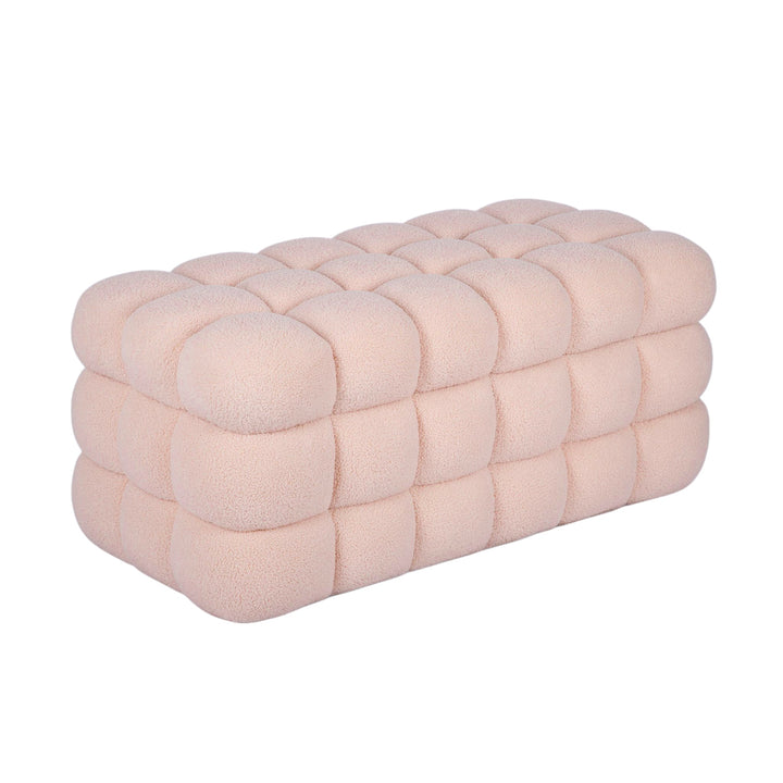 Anita 39" Faux Shearling Storage Bench With Reversible Tray Top - Pink