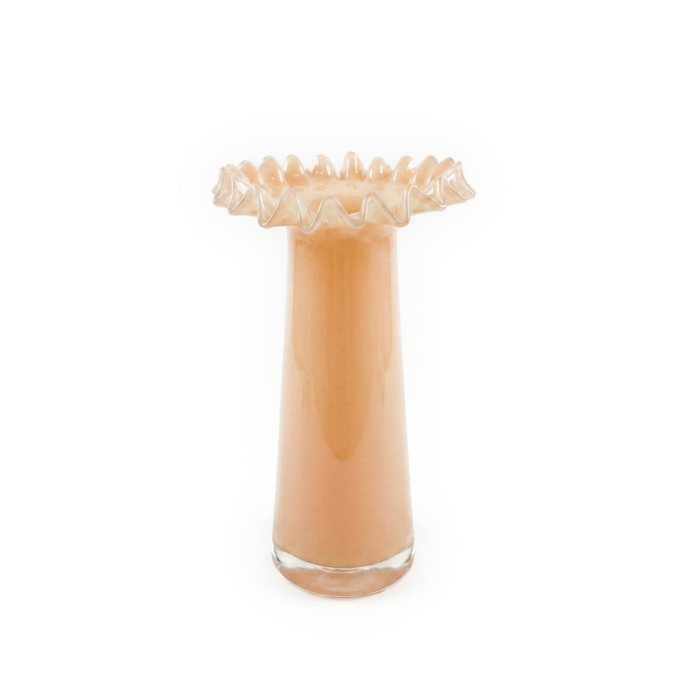 Ruff Peach Glass Vase