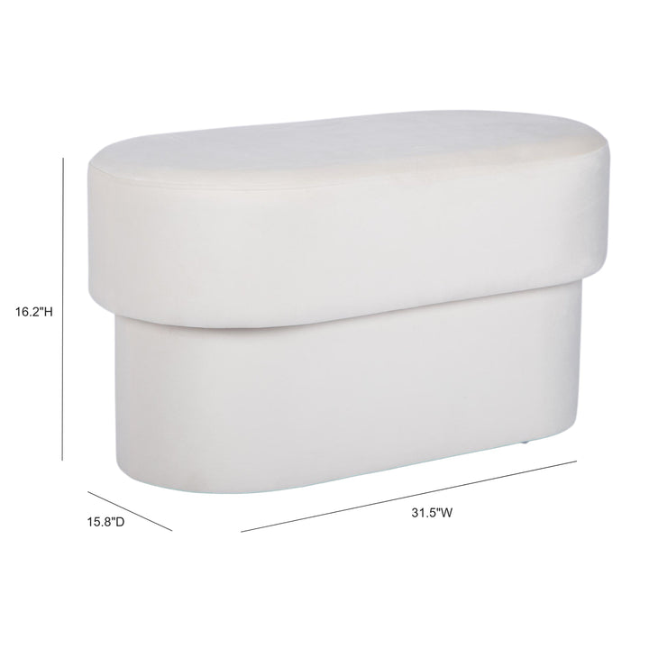 Andrea Performance Velvet Storage Bench (31"-50") - Cream / 31"