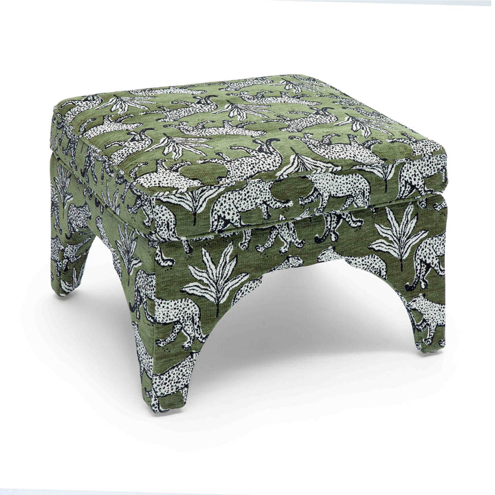 Raji Leopard Performance Jacquard Ottoman
