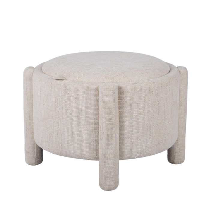 Bellamy Railroad Chenille Storage Stool With Reversible Tray Top