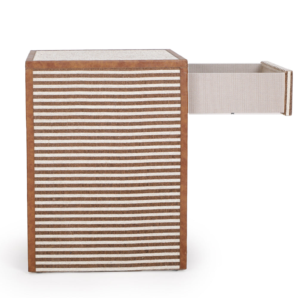 Kora 18" Brown Cotton Jute 1-Drawer Contract-Grade Nightstand