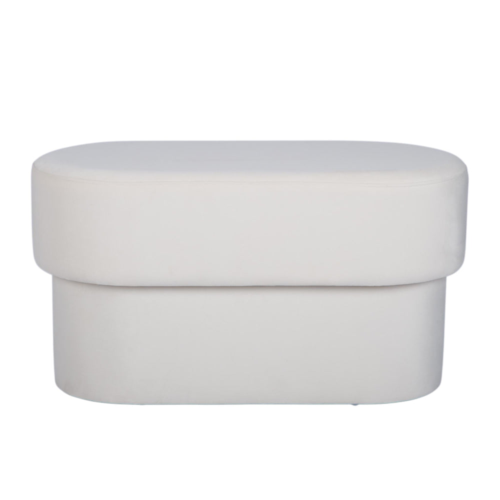 Andrea Performance Velvet Storage Bench (31"-50") - Cream / 31"