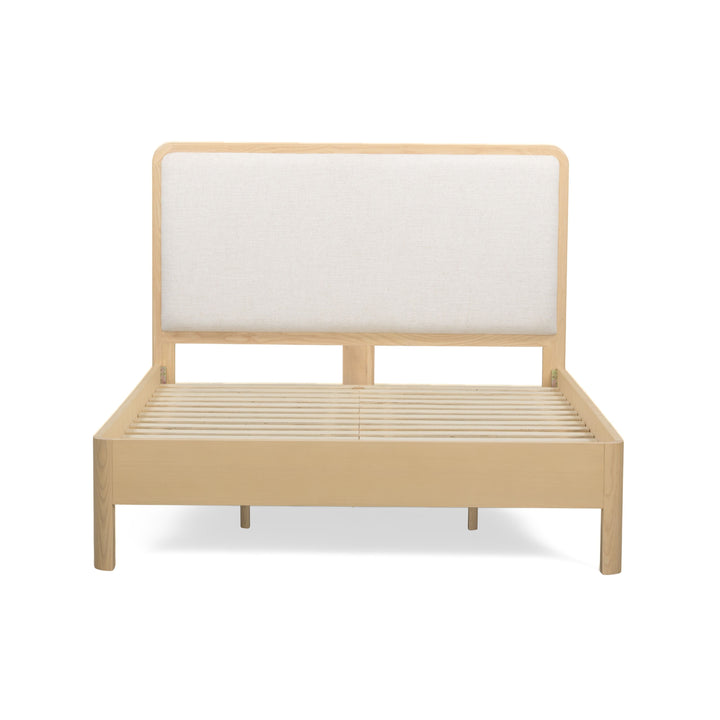 Rafaelle Natural Solid Ash and Cream Upholstered Bed - Queen